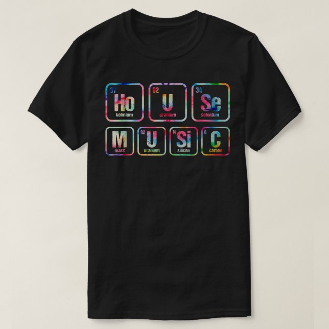 Tie Dye Periodic Bord Chemical Inslag House Mus T Shirt (Design framsida)
