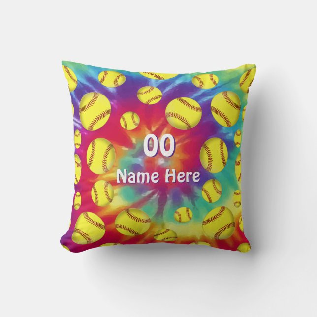 Tie Dye Personlig Softball-gåvor till jul Kudde (Framsida)