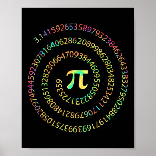 Tie Dye Pi Day 3.14 Spiral Pi Number Math Teacher Poster