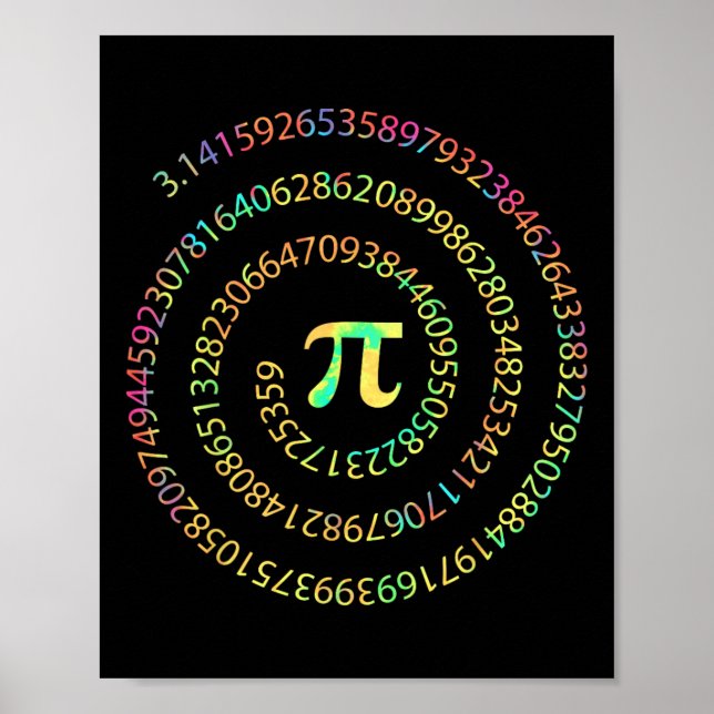 Tie Dye Pi Day 3.14 Spiral Pi Number Math Teacher Poster (Framsidan)