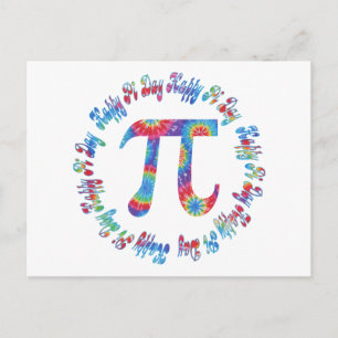 Tie Dye Pi Day Tees and Gifts Vykort