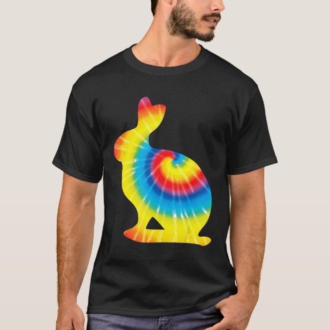 Tie Dye Pika Rainbow Print Sten Rabbit Hippie Peac T Shirt (Framsida)
