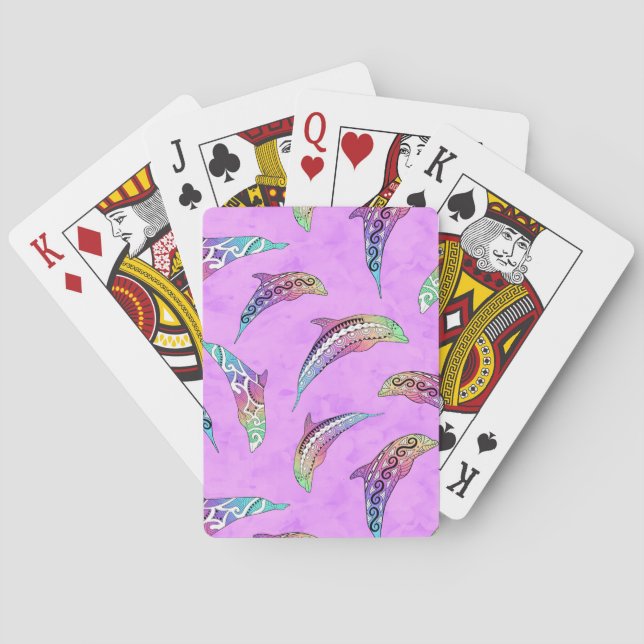 Tie Dye Pink Marine Animals Dolphins Marlins Casinokort (Baksidan)