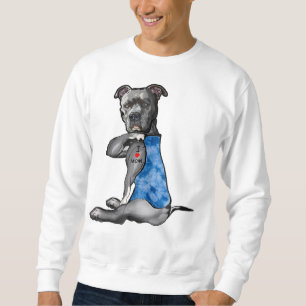 Tie Dye PitBull - I Kärlek Mamma Pitbull Tattoo Mo Lång Ärmad Tröja