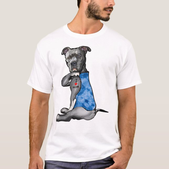 Tie Dye PitBull - I Kärlek Mamma Pitbull Tattoo Mo T Shirt (Framsida)