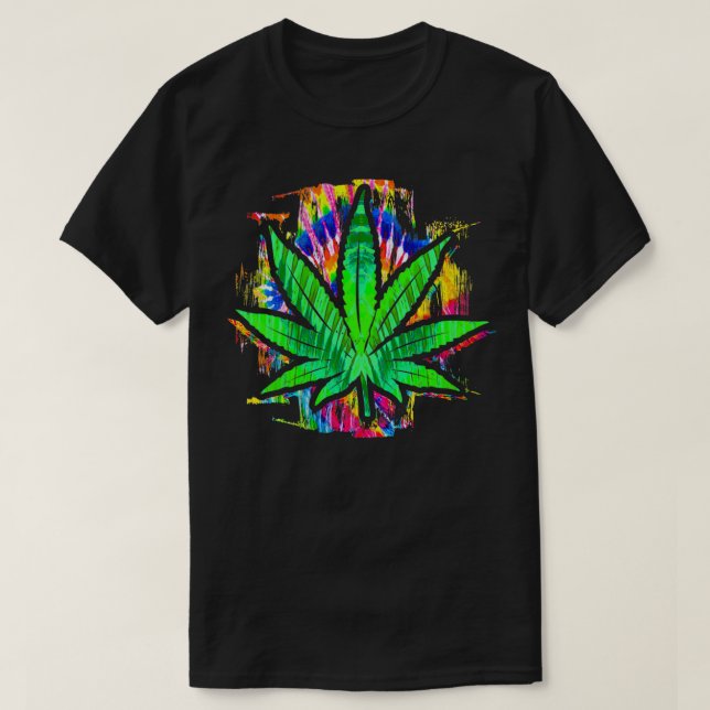 Tie Dye Pot Löv Pothead Smoking Ogräs Hippie Sto T Shirt (Design framsida)