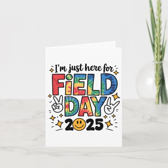 Tie Dye precis här för Fält Dag 2025 Fredstecken Kort (Framsida)