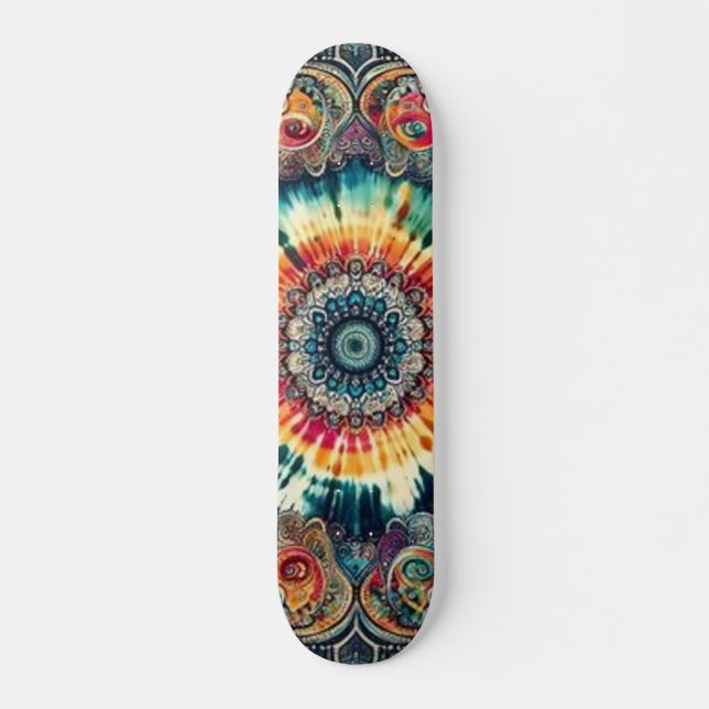 Tie-Dye Psychedelic Circles Skateboard (Framsida)