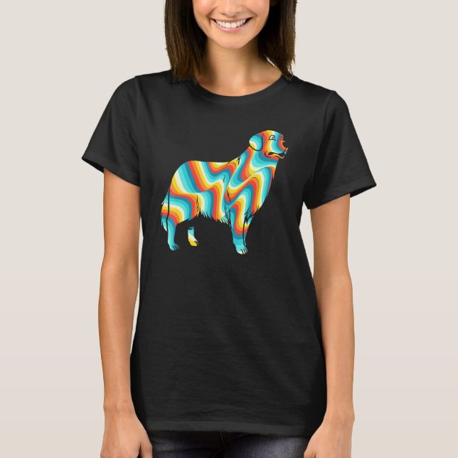 Tie-Dye Psychedelic Golden Retriever Puppy Hund T Shirt (Framsida)