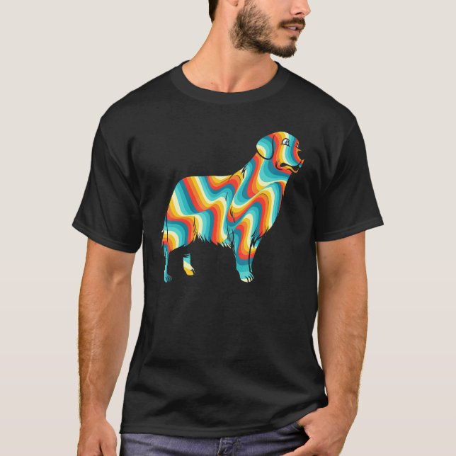 Tie Dye Psychedelic Golden Retriever Puppy Hund T Shirt (Framsida)