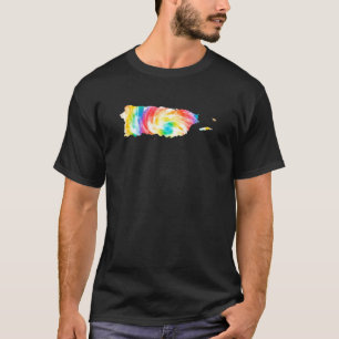 Tie Dye Puerto Rico Karta Boricua Män Kvinnor T Shirt