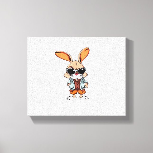 Tie-Dye rabbit bunny Peace Sign Hippie  Canvastryck (Framsida)