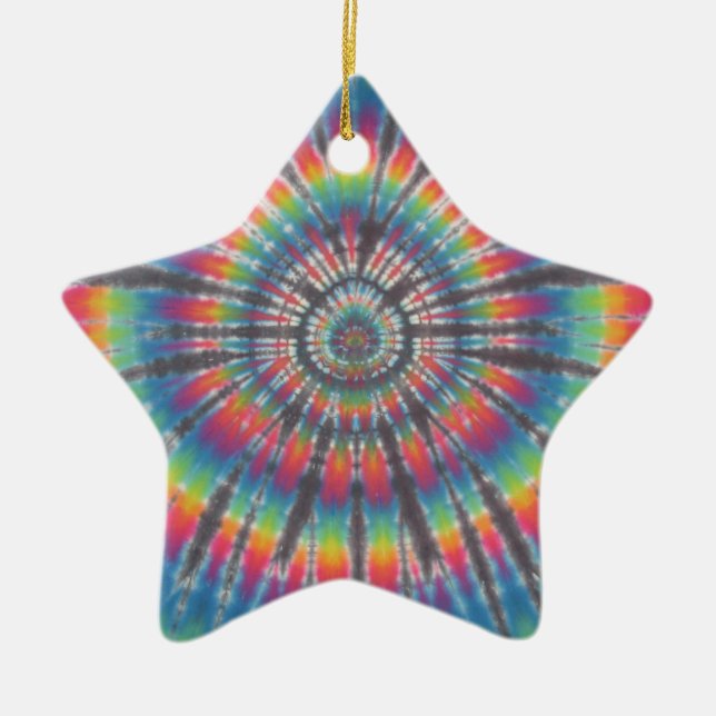 Tie Dye Rabbit Hål Julgransprydnad Keramik (Framsidan)