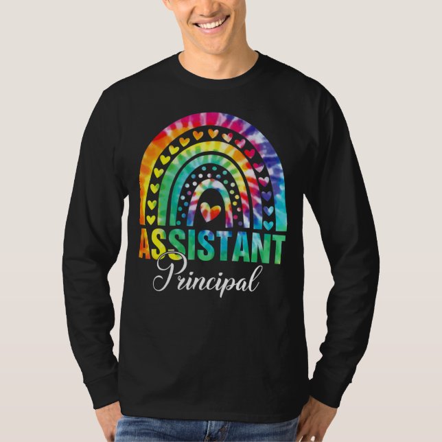 Tie Dye Rainbow Assistant Principal Teacher Back T Shirt (Framsida)
