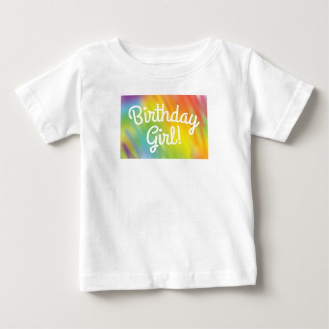 Tie Dye Rainbow Födelsedagsfest Kids Cute T Shirt (Framsida)