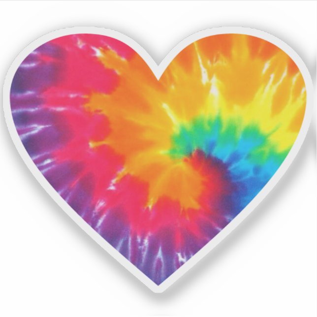 Tie Dye Rainbow Heart- vinyldekal Klistermärken (Framsida)