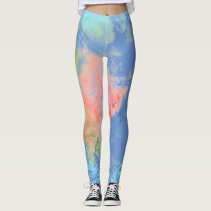 Tie Dye Rainbow Pastel Färg Leggings