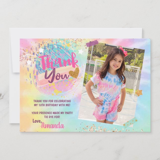 Tie Dye Rainbow Photo tackto you Card Inbjudningar (Framsida)