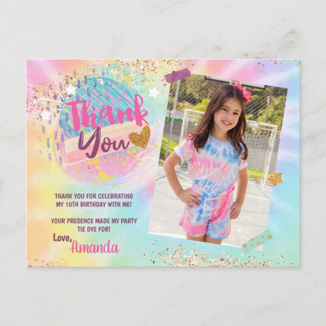 Tie Dye Rainbow Photo tackto you Card Vykort (Framsida)