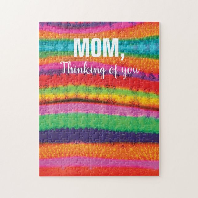 Tie Dye Rainbow Rand Mamma tänker på dig Pussel (Vertikal)
