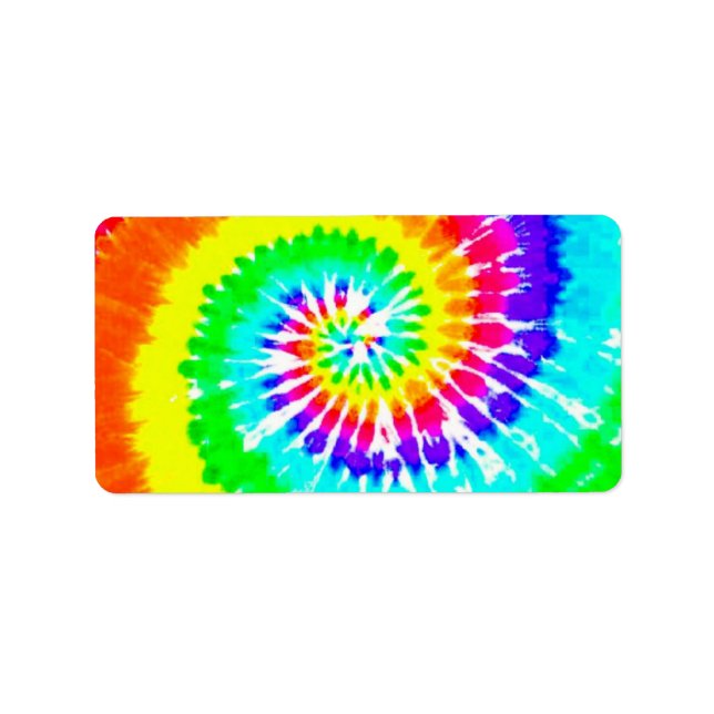 Tie Dye Rainbow Swirl Neon Rainbow Färg Mönster Adressetikett (Framsidan)