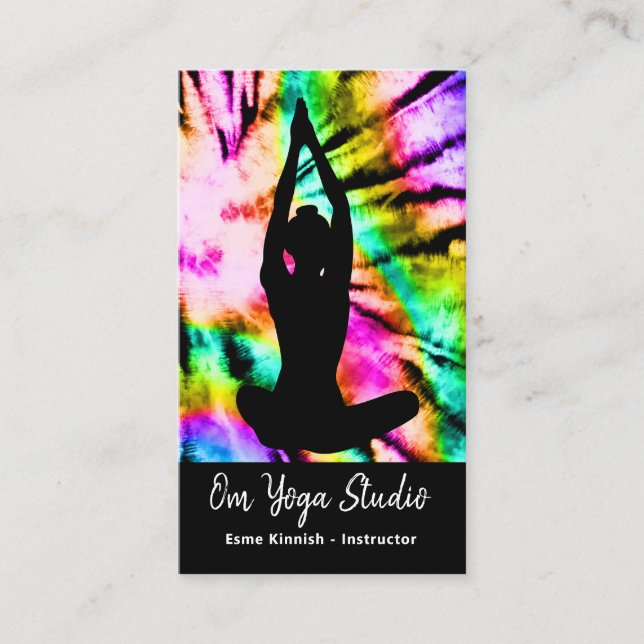 Tie Dye Rainbow Yoga Studio eller Instructor Moder Visitkort (Framsida)