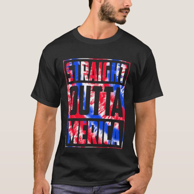 Tie Dye Rak Outta Merica American Flagga 4th of T Shirt (Framsida)