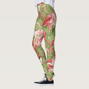 Tie Dye Red Grönt juldesign Leggings