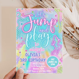 Tie Dye Retro Jump and Play Birthday-inbjudan Inbjudningar