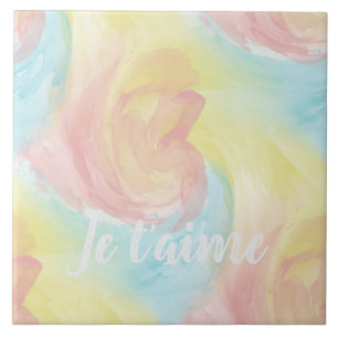 Tie-Dye Retro Pastel Painterly Watercolor i Kärlek Kakelplatta