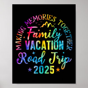 Tie Dye Road Trip 2025 Familjesemester Matchande G Poster