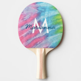 Tie Dye Rosa Monogram Namn Retro Hippie Pingisracket