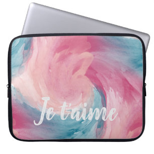 Tie-Dye Rosa och Blue Painterly Watercolor i Kärle Laptop Fodral