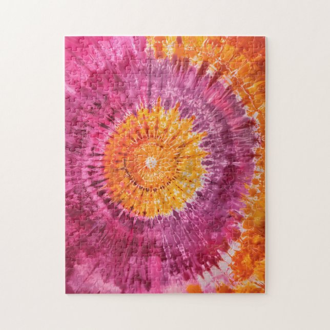 Tie-Dye Rosa och Orange Swirl Pussel (Vertikal)