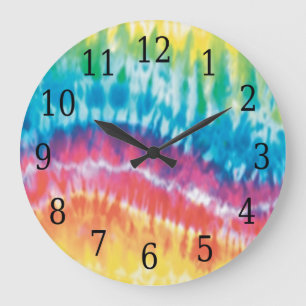 Tie Dye Round Clock Stor Klocka