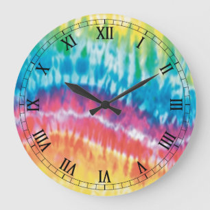 Tie Dye Round Roman Numerals Clock Stor Klocka