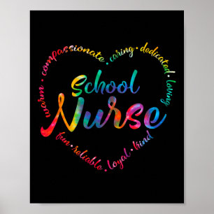 Tie Dye School Nurse Heart Ord Nursing Nursing Nur Poster