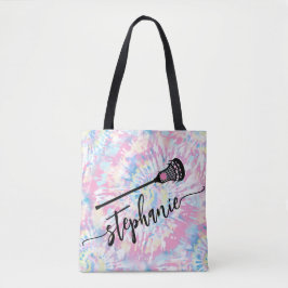 Tie Dye Script Anpassat namn LAX Lacrosse Tote Bag Tygkasse