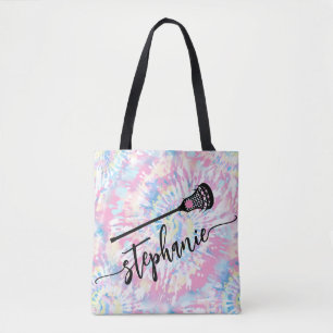 Tie Dye Script Anpassat namn LAX Lacrosse Tote Bag Tygkasse