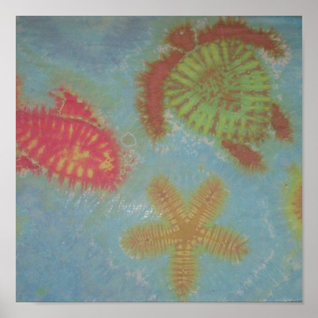 Tie Dye Sea Turtle Horse Star Fish Poster (Framsidan)
