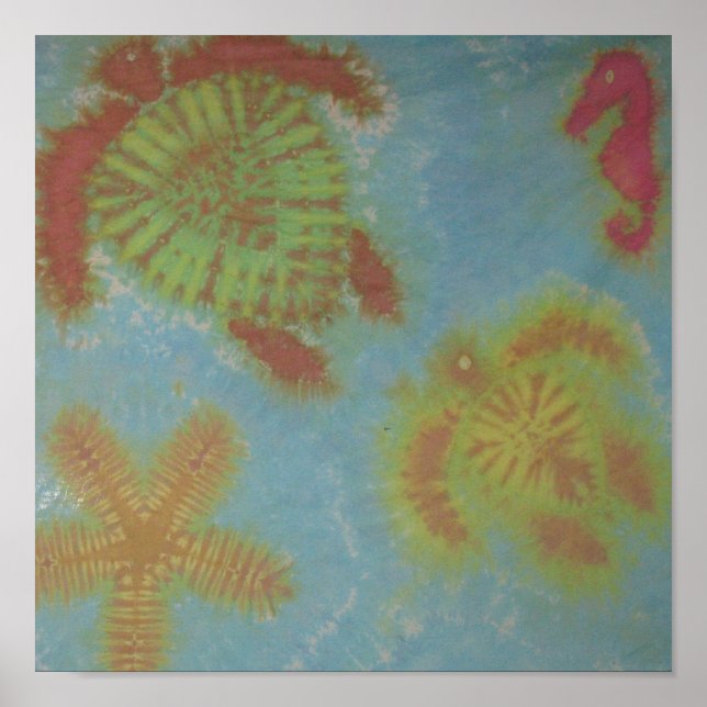 Tie Dye Sea Turtle Horse Star Fish Poster (Framsidan)