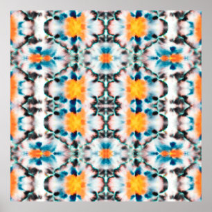 Tie Dye Seamless Mönster. Etnisk Abstrakt. Psyched Poster