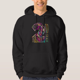 Tie Dye Second Klass Typography Team tillbaka till Hoodie