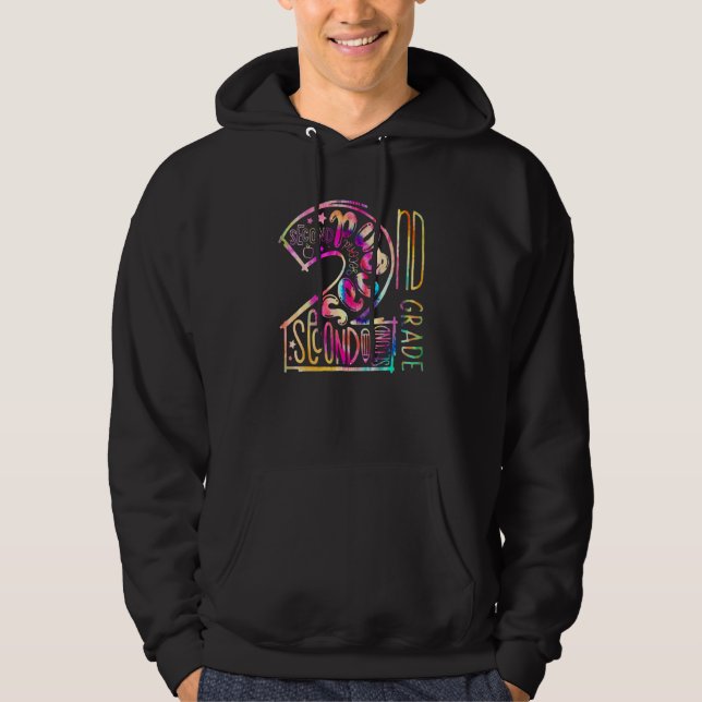 Tie Dye Second Klass Typography Team tillbaka till Hoodie (Framsida)