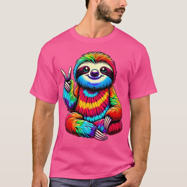 Tie-Dye Seng Fredstecken Hippie T Shirt (Framsida)