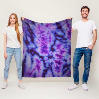 Tie Dye Shades of Lila & Blue Fleecefilt