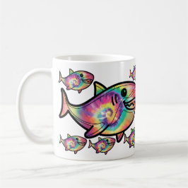 Tie Dye Shark: En färgfull vattenlevande Delight Kaffemugg