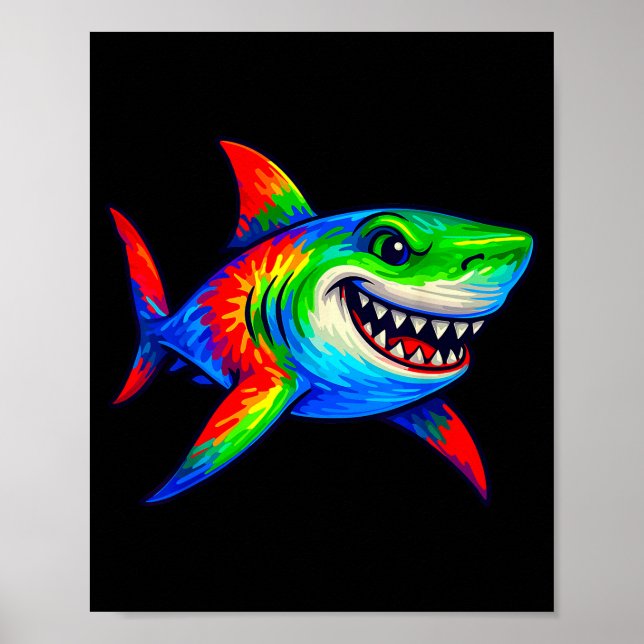 Tie-dye Shark Peace Sign Hipe  Poster (Framsidan)