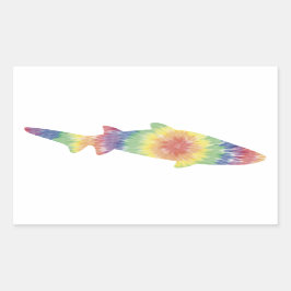 Tie Dye Shark Sticker Rektangulärt Klistermärke