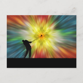 Tie Dye Silhouette Golfer Vykort